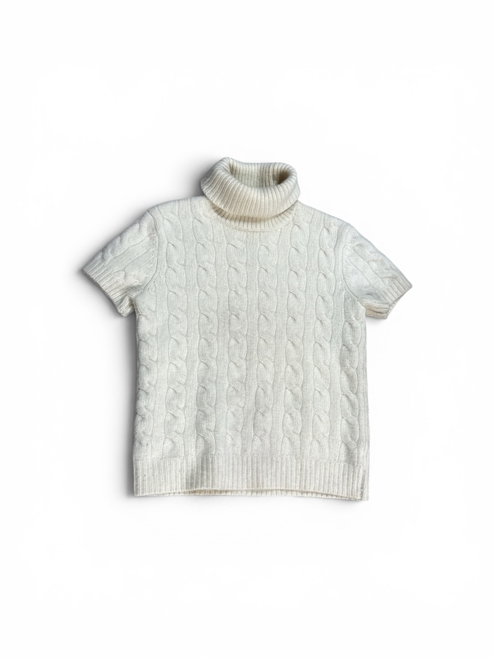 Vintage Y2K Ralph Lauren Merino Cashmere Angora Short Cream Sleeve Turtleneck XS